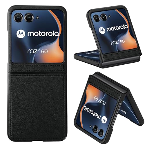 KUSINHOKA Funda para Motorola RAZR 60, [Anti-Choque] PC + PU Leather Carcasa Protectora, Ultra Fina [Anti-arañazos] Protección Carcasa Case para Motorola Moto RAZR 60, Negro
