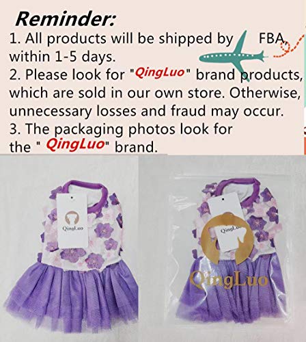 QingLuo Sweet Puppy Dog Princess Dress Pink Purple Bow Lace Tutu Skirt Doggie Dress for Dog Cat (Large, Purple) - Image 6