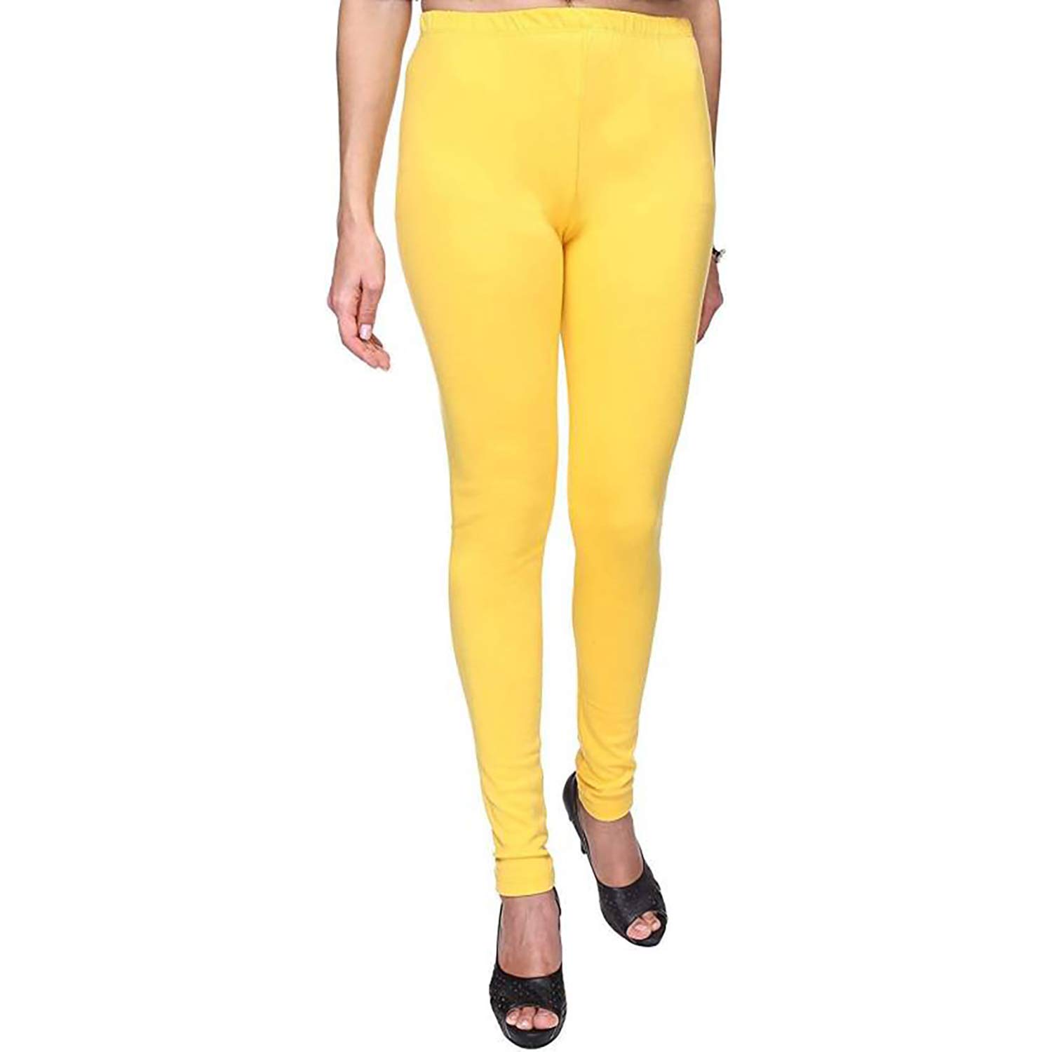clarita Soft Cotton Churidar Solid Regular and Plus 35 Colours Leggings for Womens and Girls- Sizes :- Free Size (Light yellow)-picture-13