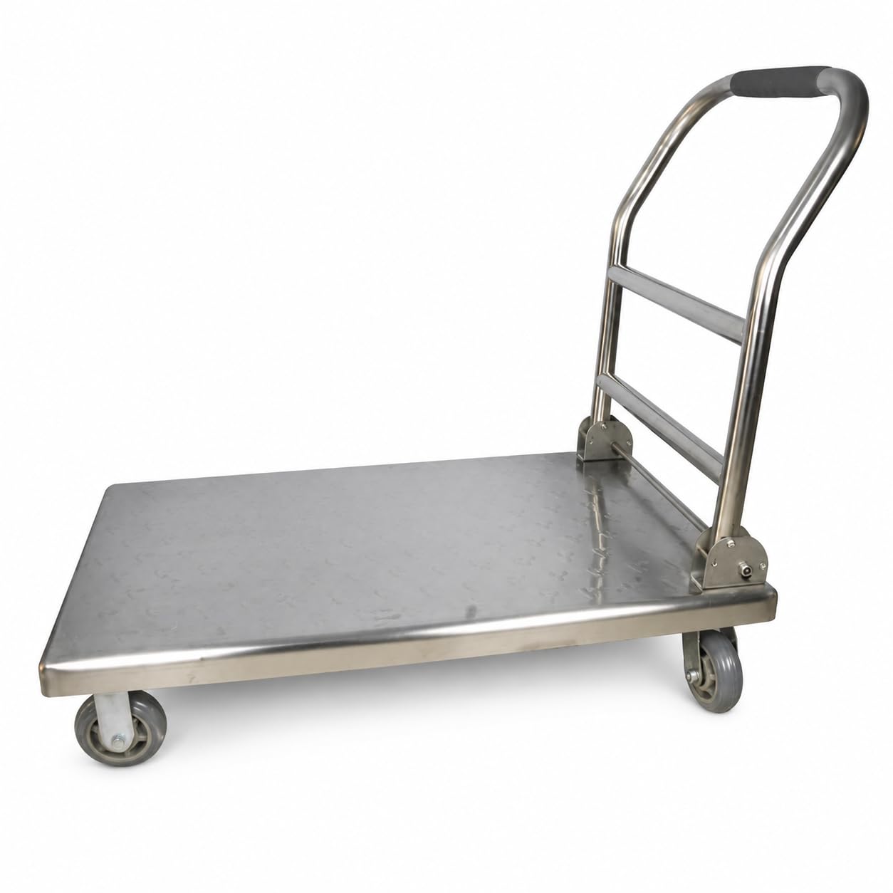 Edelstahl Plattformwagen faltbar, klappbar Transportwagen mit Bremse für Wkstatt & Lag, Edelstahl klappbar, 6 Zoll kraftsparende Räder, 100 cm x 60 cm