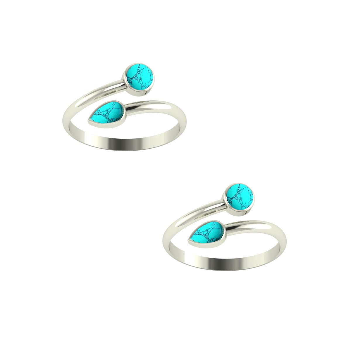 PEEN ZONE WE DELIVER THE ACTUAL JEWELRY 925 CZ Silver Turquoise Adjustable Toe Rings (Leg Finger Rings) In Pure 92.5 Sterling Silver For Women | Toe Rings for Women and Girls | Chandi Bichiya (B07RLRBVZ7) Amazon Price History, Amazon Price Tracker