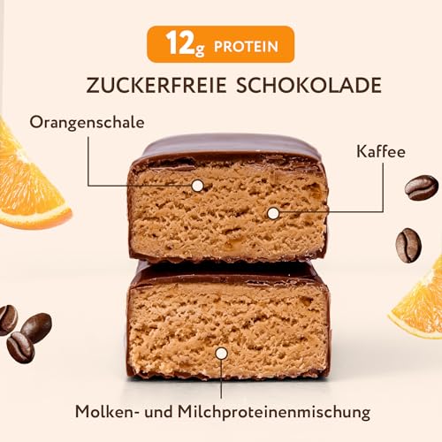 FitnesSHOCK Proteinriegel Set mit hohem 30% 12g Proteingehalt Eiweißriegel ohne Zuckerzusatz mit 5g Kollagen low carb ballaststoffreich kalorienarm Bumble Coffee Geschmack 12Stk 40g 3