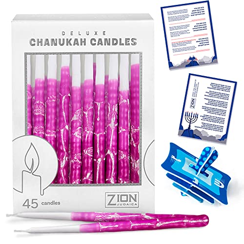 Zion Judaica Hanukkah Candles Hand Made Purple Elegance Deluxe 5.75