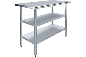 48 Inch Long Stainless Work Table with 24" Deep Shelves