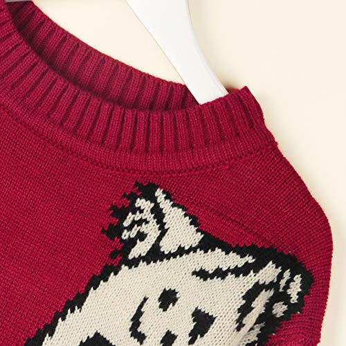 Image of JUNBOON Women's Casual Leopard Print Knitted Pullover Sweaters Long Sleeve Crew Neck Jumper Tops