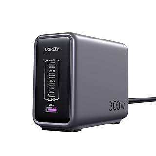UGREEN 300W USB C Charger, Nexode GaN 5 Ports Desktop Charging Station, 140W Max Single Port PD3.1 Fast Charger for MacBook Pro/Air M2, Dell XPS, iPad Pro, iPhone 14 Pro, Galaxy S23 Ultra, Steam Deck