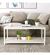 SogesPower 39.3 inches 2-Tier Modern Coffee Table End Table for Living Room TV Stand Simple Stora...