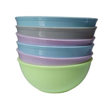 PASSPASS Multipurpose Plastic Classic Mixing, Serving Bowls ( Pack of 6 )