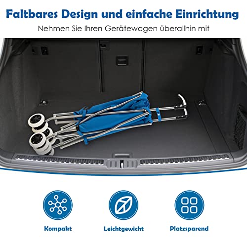 GOPLUS Klappbarer Einkaufswagen mit Rädern, Leichter Einkaufstrolley mit Zwei Lenkrollen, Abnehmbare wasserdichte Oxford… – Bild 4