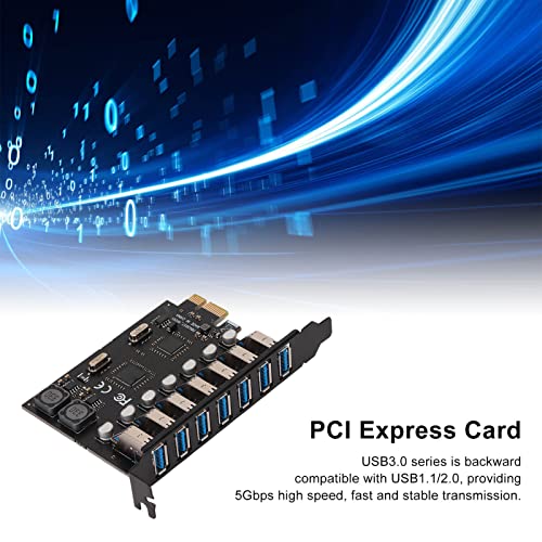 Image of PCIE to USB 3.0 Adapter Card, 5Gbps PCI Expansion Card, with Power Supply Module, 7 USB3.0 Ports, Compatible with USB1.1 /2.0, for Desktop PC