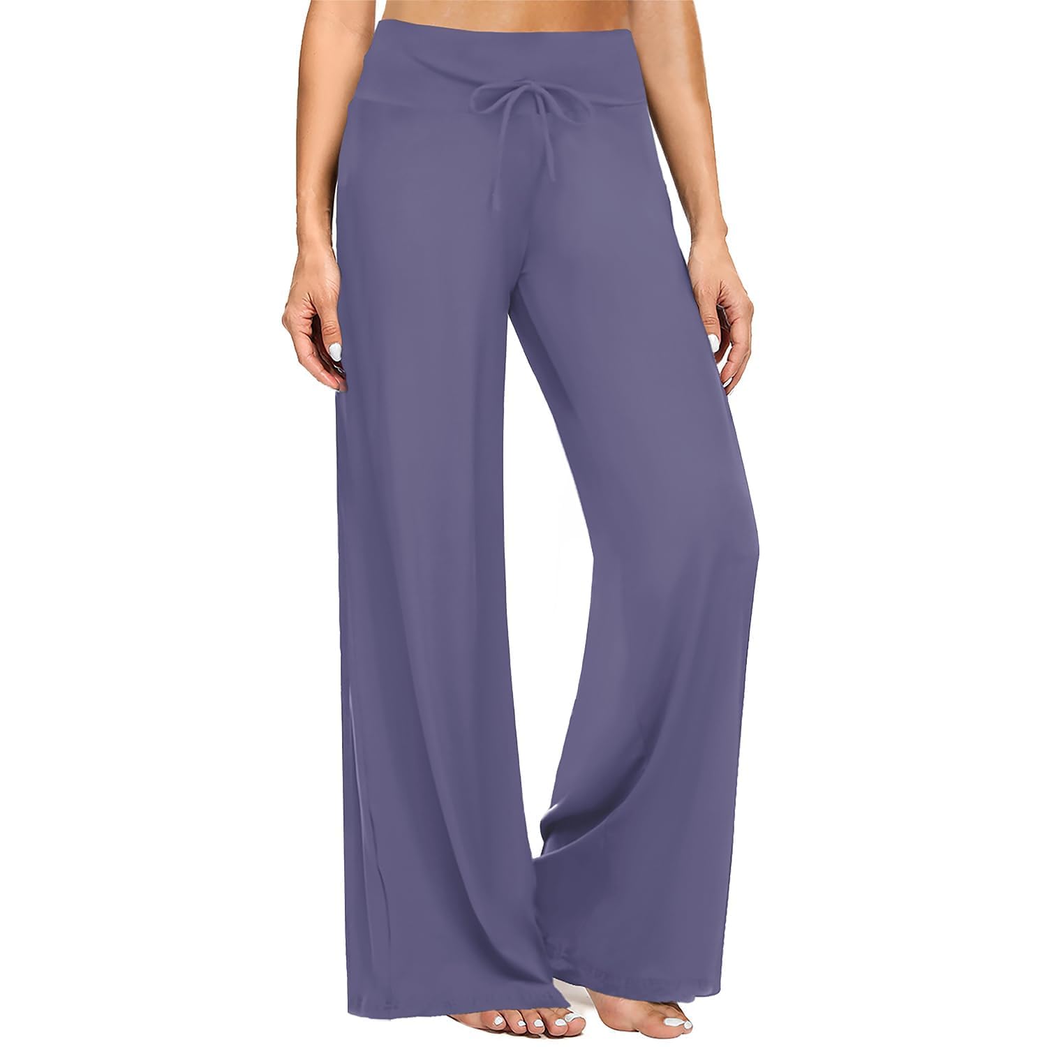 ZOOSIXX Soft Black Pajama Pants for Women, Wide Leg Comfy Casual Lounge Yoga Capri Pants 22'' / 30''