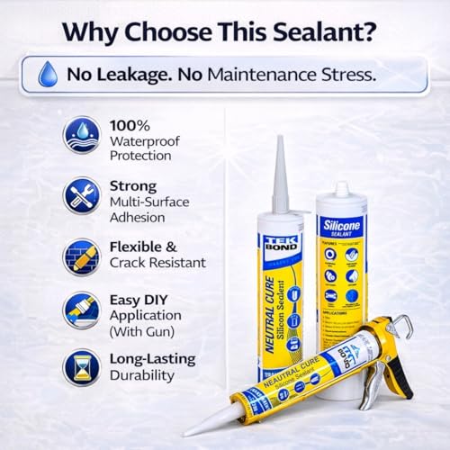 Image of Haxo TekBond Neutral Clear Silicone Sealant Adhesive Caulk with DIY GUN, Paintable, for General Purpose, Aquarium, Glass to Glass Adhesion Application (Clear)