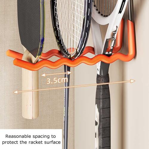 Espositore per racchette da badminton, supporto da parete per tennis, supporta fino a 25 kg, ideale per garage, club e dietro le porte