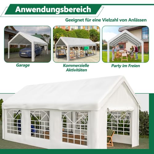 Garage de tente 3 x 6 m – Imperméable et résistant aux UV – Double portes enroulables, toit et parois latérales amovibles, gris, comme abri de voiture, tente de stockage et de fête pour voiture, SUV