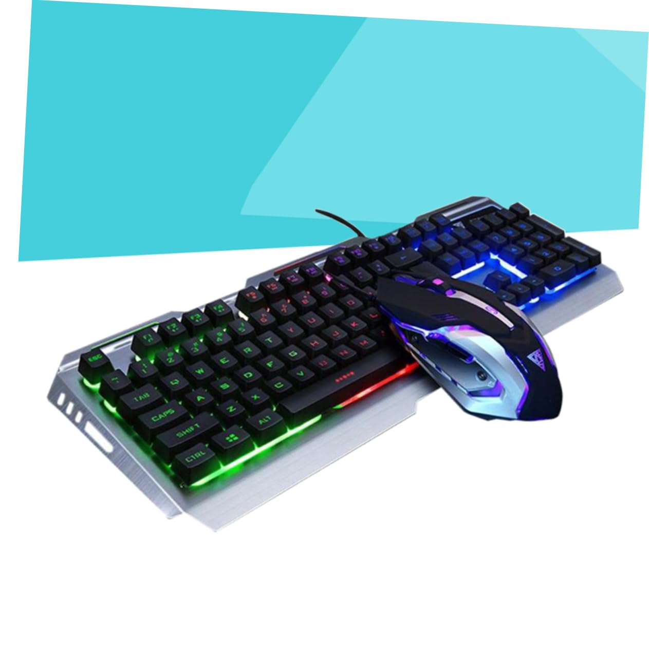 UKCOCO Clavier USB Rétroéclairé LED avec Souris Gamer Mécanique Clavier Gaming Stylé
