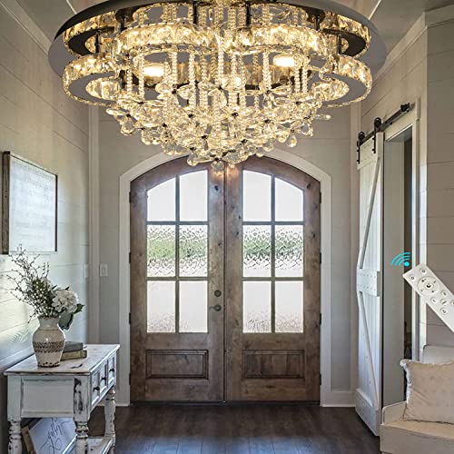 Flashing God W24'' Modern Crystal Chandelier for Living Room Dinning Room Crystal Raindrop Chandelier Flowers Ceiling Lighting LED Dimmable 2700k 4500k 6000k - Image 6