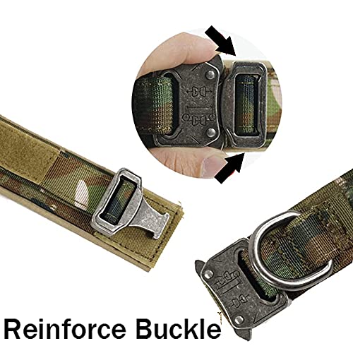 Image of Tactical Dog Collar and Leash Set Adjustable Military Nylon Dog Collar with Control Handle and Heavy Duty Metal Buckle for Large Dogs(Camo XL