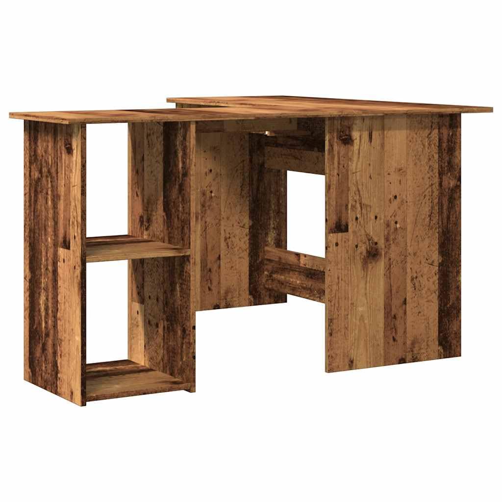 vidaXL Bureau d'angle vieux bois 120x140x75 cm bois d'ingénierie, bureau, bureau d'étude, mobilier de bureau à domicile, bureau d'ordinateur