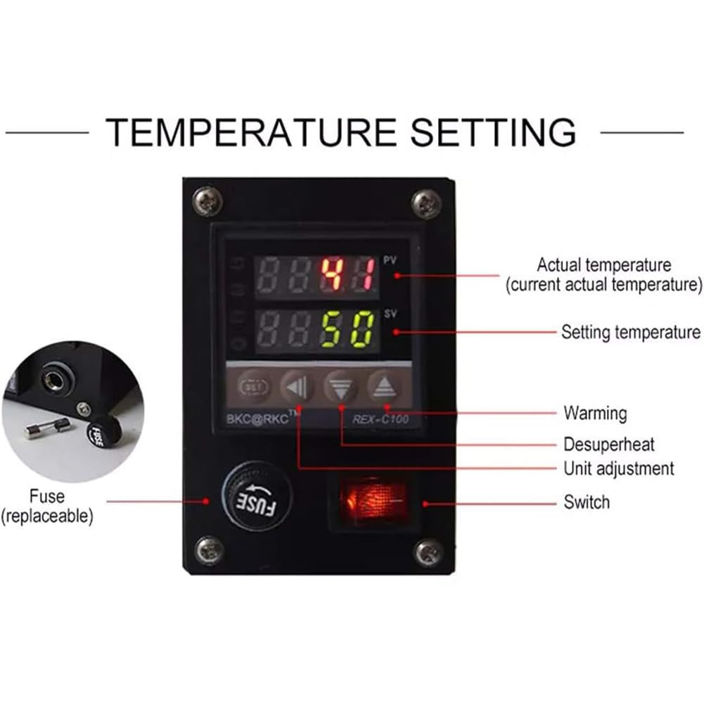 Máquina de Estampado en Caliente de Mano, máquina plegadora de Cuero con Temperatura Ajustable, Placa calefactora de Cobre Puro de 5-7 cm, Control de Temperatura Digital de 0~400 °C