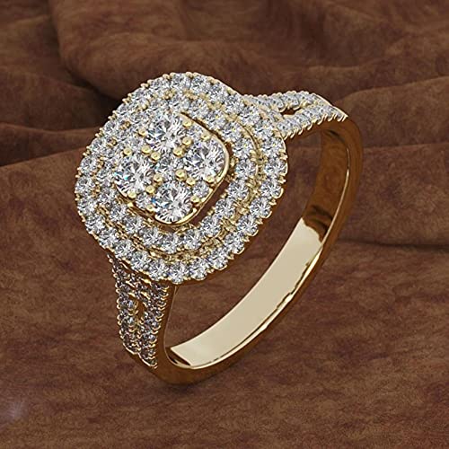 HCMA Bague Micro-cloutée dorée 18 carats pour Femmes Bijoux en Pierres précieuses carrées Bague bagues en Diamant boîte pour Cadeau de Bijoux pour Femmes