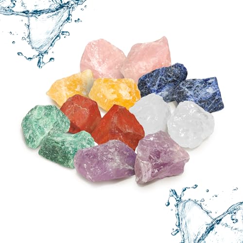 PURAJA Große Wasserstein Mischung | Premium Natursteine | Heilsteine Set mit den 7 beliebtesten Natursteinen | 300g Edelsteine für Trinkwasser | Wassersteine zur Wasseraufbereitung