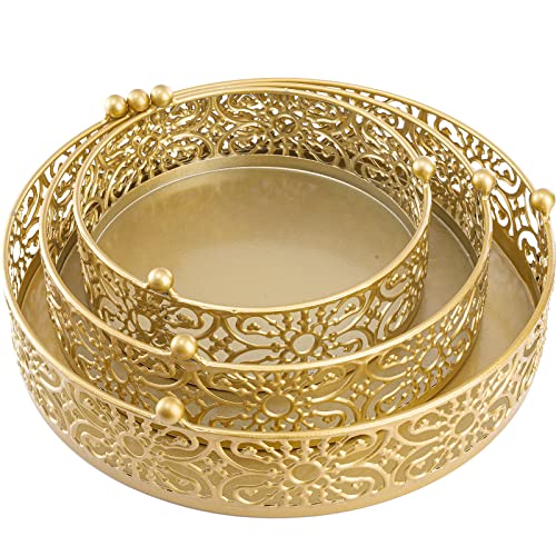 Hedume 3 Pack Cake Stand, Round Metal Cake Stands, 8" 10" 12" Dessert Display Cupcake Stands, Wedding Brithday Party Celebration Dessert Cake Display Plates-Gold by Hedume - Image 3