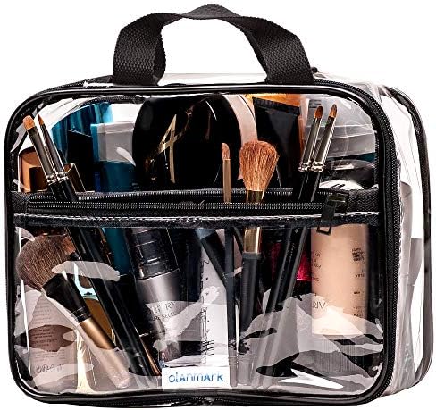 Clear Toiletry Bag - PVC Makeup Bag - Large Transparent Cosmetic Travel Case - See Through Packing Cube with Handle - Clear Bag with Zipper - Plastic Storage Pouch for Women