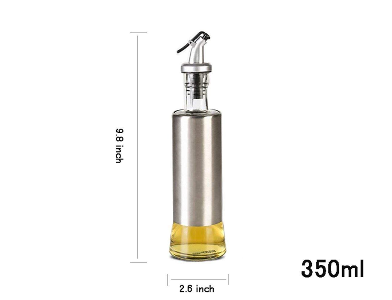 Baskety Glass Oil and Vinegar Cruet 500ML Seasoning Bottle Set with Stainless Steel Lid, Transparent Dispenser for Kitchen & Dining Table (1 Pack)