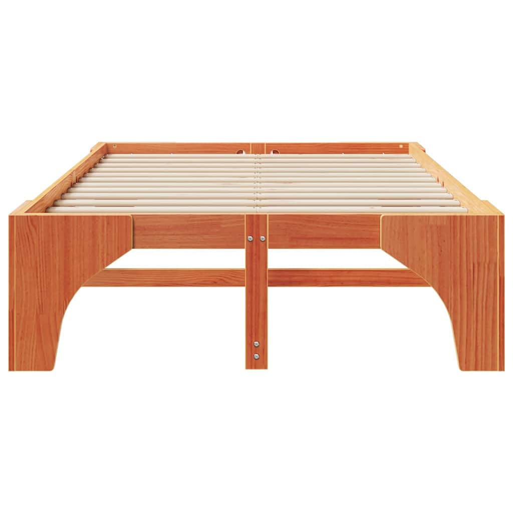 Marco de Cama en el Suelo de Madera Maciza de Pino Marrón Estructura de Perfil Bajo para Dormitorio Moderno Minimalista Ensamblaje Sencillo y Diseño Espacioso para Máximo