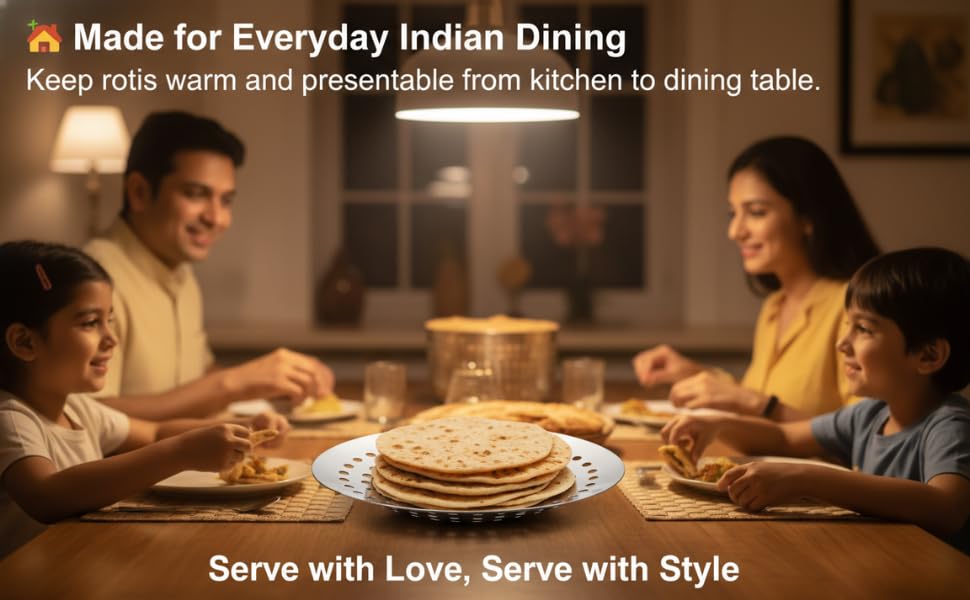 Image of Greecho Stainless Steel Chapati Basket Roti Holder for Dining Table Bread Naan Paratha Serving Plate Rust-Resistant Durable Kitchen & Dinnerware Serveware for Home and Restaurant (Medium 9 inch)