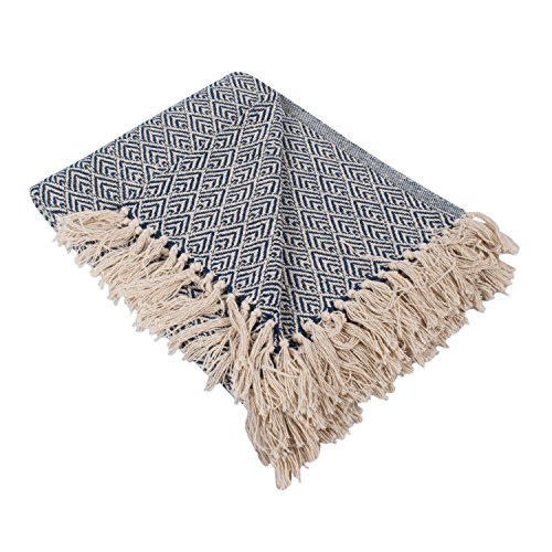 DII Diamond Throw Collection Cotton Woven, 50x60, Nautical Blue