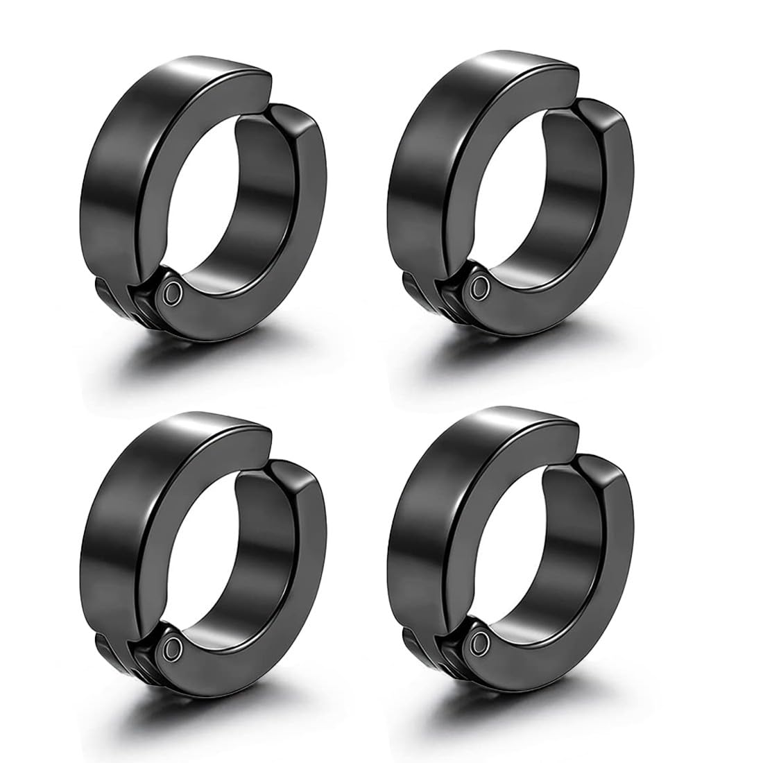 PLABBDPL Pendientes de Aro Hombre de Titanio Inoxidable - Set de 2 Pares, Clip Sin Piercing, Falso Piercing de Oreja, Mujer Acero Inoxidable Aros Pendientes Clip