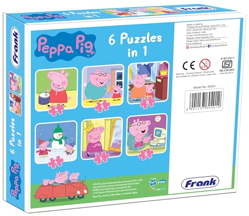 Frank Peppa Pig - Set of 6 Jigsaw Puzzles for Kids Above 3, 4, 5 Years | Fun, Challenging & Educational Brain Booster Puzzle Games for Focus, Memory & Learning for Kids and Toddlers