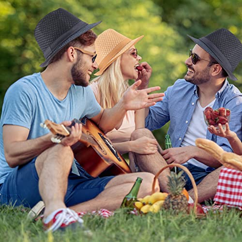 Fivebop 4 Pack Fedora Hat For Men Women Breathable Mesh Trilby Jazz Panama Fedora Hats Summer Beach Cap (4Pack-Black+White+Red+Beige) #TOP6