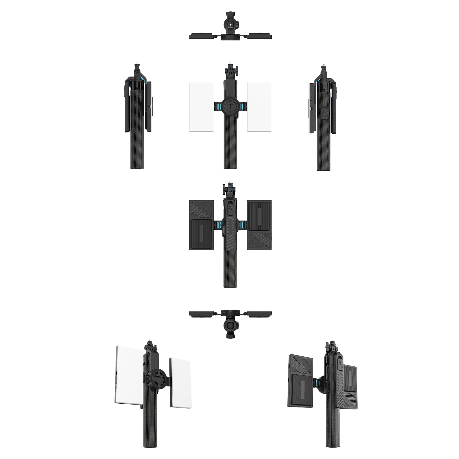 Zunate Treppiede Magnetico per Selfie Stick, Luci a Doppio Riempimento | Treppiede per Telefono 1,7M Telecomando Wireless Estensibile Selfie Stick con Stabilizzatore di Montaggio Leggero Regolabile