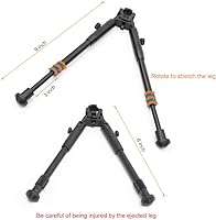 Vista 4 de Bípode de abrazadera para rifles/soportes de pistola de 6 a 9 pulgadas, bípode duro plegable de altura ajustable, pies de goma, montaje universal