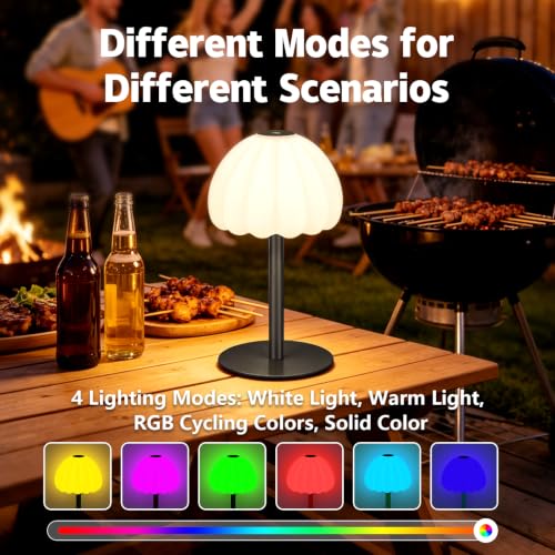 Image of Hifree Rechargeable Waterproof Shower Lamp, IP65 Cordless Touch Small Desk Light for Inside Shower, 4500mAh Battery Operated Color Changing Table Lamp for Bathroom, Bedroom, Outdoor (Black)
