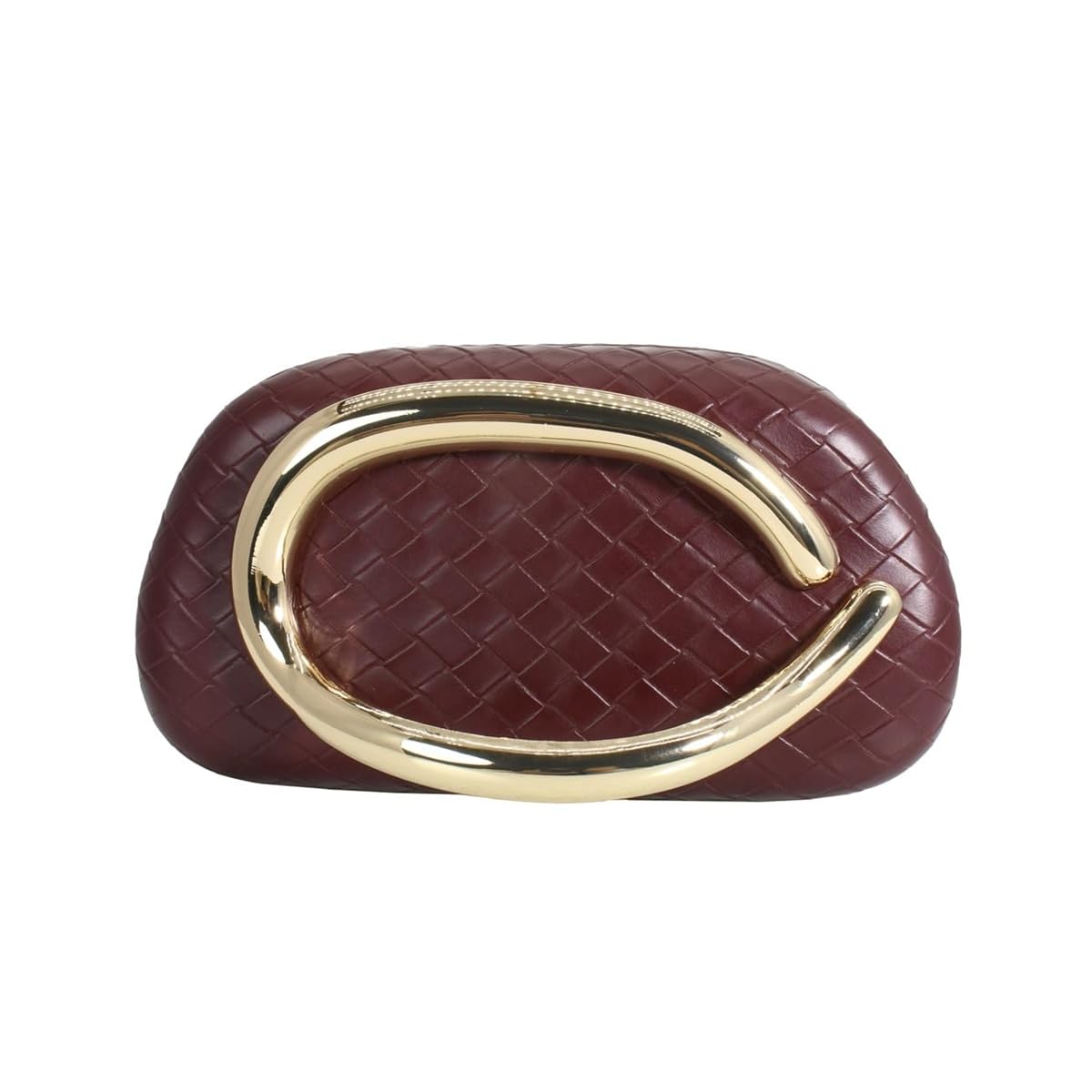 Women Woven PU Leather Clutch Box Metal Handle Evening Bag Trendy Leather Handbag Weave Shoulder Purse for Causal