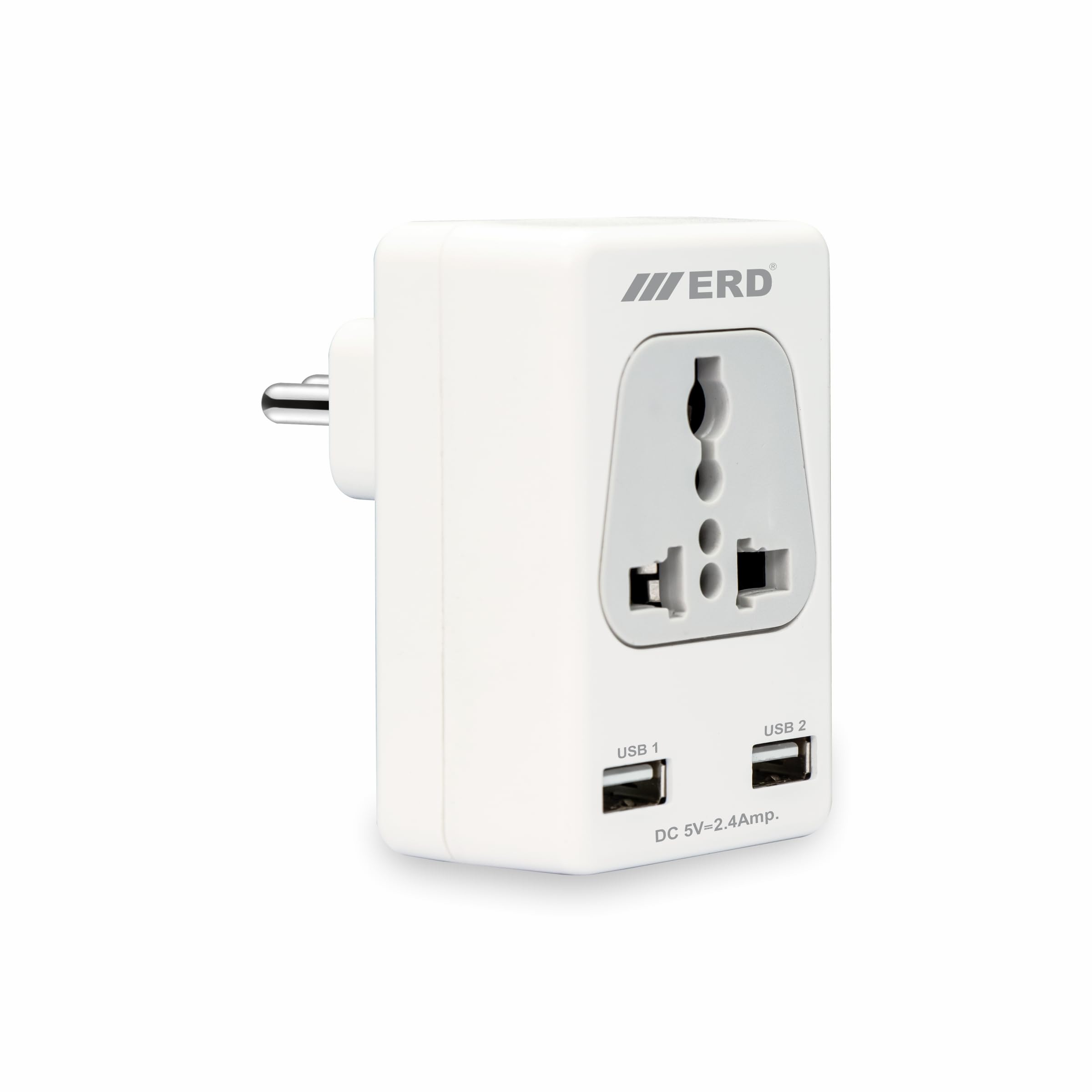 erd eb-12 6amp wall multiplug power socket adapter with 2.4 amp usb charging port | extension socket for home appliances
