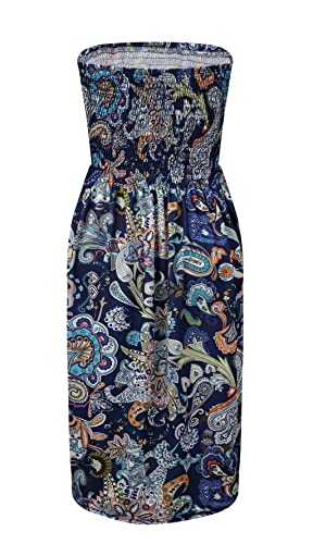 Image of Zyyfly Tube top Dress Sundresses for Women Casual Beach Womens Cover ups for Swimwear Navy Blue XL