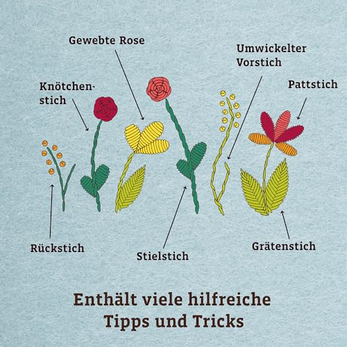 Kosmos 604691 AllesKönnerKiste Sticken Kreativ-Set, Sticken für Kinder ab 8 Jahren und Anfänger, schöne Stickbilder für Kinder, Geschenk für Mädchen und Jungen, kreatives Bastelset