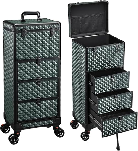 Valise de Maquillage à roulettes, Malette Professionnelle pour Onglerie et Coiffure avec 3 Tiroirs...