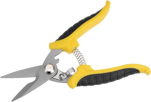 Miniatura 9 de HARFINGTON Tijeras industriales 8 pulgadas tijeras de acero inoxidable cuchillas con mango negro amarillo para cortar hojas finas de cobre de metal