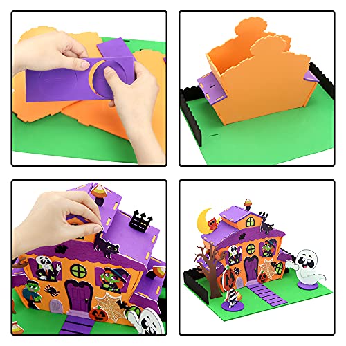 JOYIN 2 Stück Halloween 3D Bastelset für Kinder - Schaumstoff Spukhaus, Baumhaus und Kürbis Spukhaus - Kunst und Bastelset für… – Ansicht 6