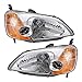 Driver and Passenger Headlights Headlamps Replacement for Honda 33151S5AA01 33101S5AA01