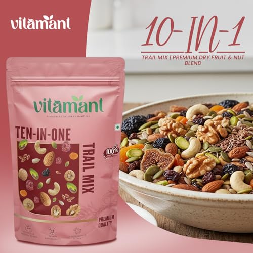 Image of Vitamant 10-in-1 Trail Mix | Premium Mixed Dry Fruits, Nuts & Seeds | Healthy Snack | No Added Sugar | Natural Energy Booster | 250g