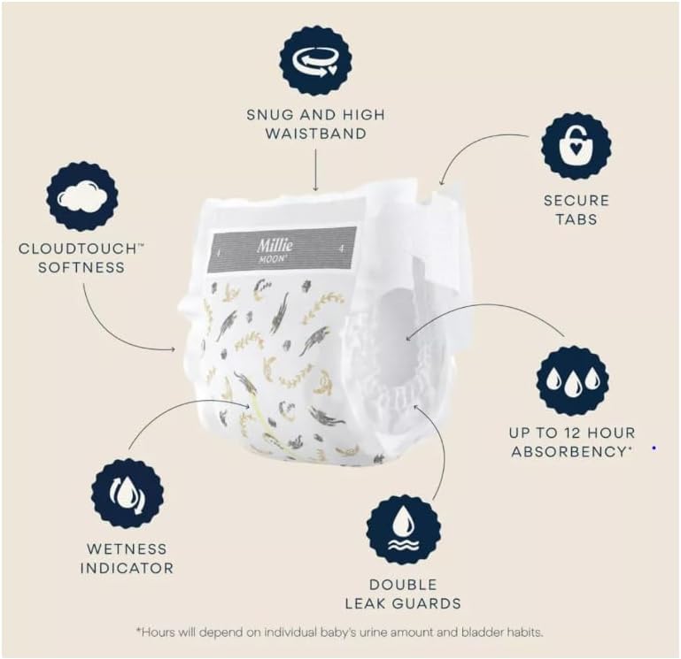 Millie Moon Luxury Diapers (Size 2-31ct) White Pack 1