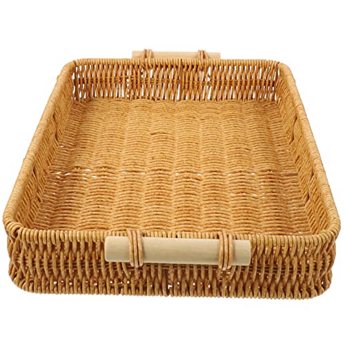 Levemolo Hand Woven Storage Basket Woven Bread and Fruit Serving Tray for Kitchen Natural Decorative Storage Basket for Home Organize Towels Snacks and More