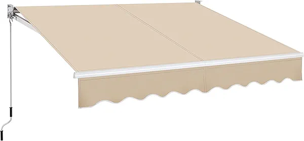 Yaheetech 8 × 7 Ft Manual Retractable Patio Awning, Sun Shade Awning with Manual Crank Handle, Window Door Shelter Awning with Aluminum Frame for Patio/Balcony/Yard, 280g/m² Polyester, Beige