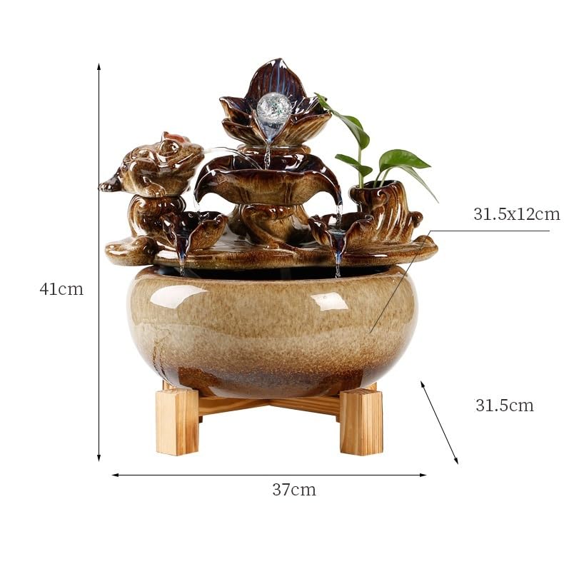 Cascada Fuente de Mesa cerámica con Agua Corriente, Adornos for Sala Estar, Oficina, Escritorio, decoración del hogar Fuente Interior